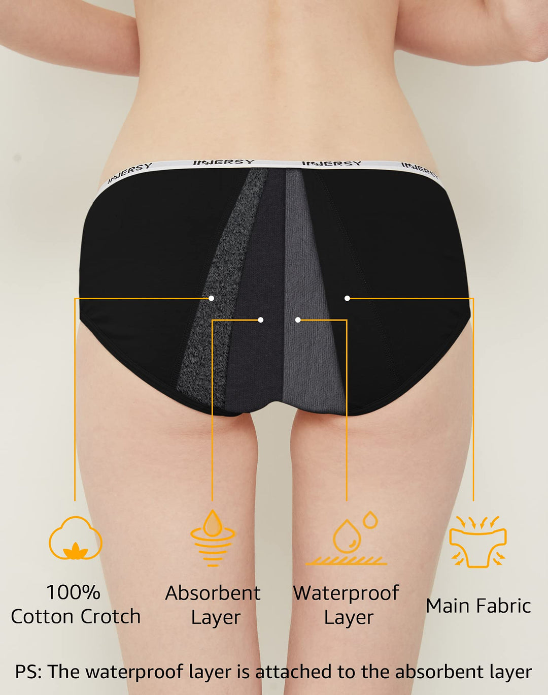 Big Girls&#39; Period Panties Menstrual Underwear for First Period Starter 3-Pack(Black,M(10-12 yrs))