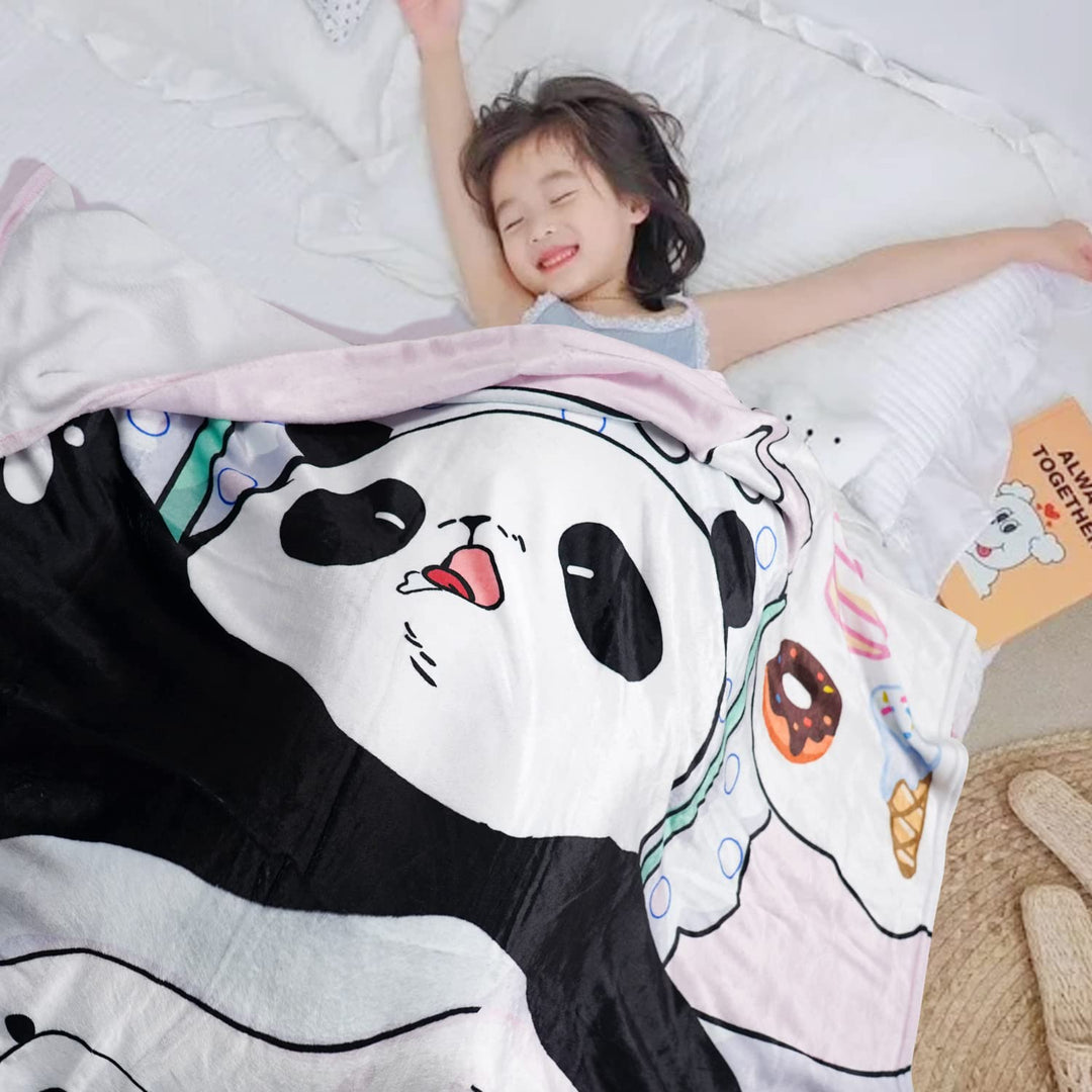 Panda Throw Blanket Cute Panda Personalized Blankets Panda Gifts for Girls/Kids Warm Cozy Fluffy Soft Flannel Fleece Blanket for Sofa Bed Couch Travel Blanket Birthday 50x60