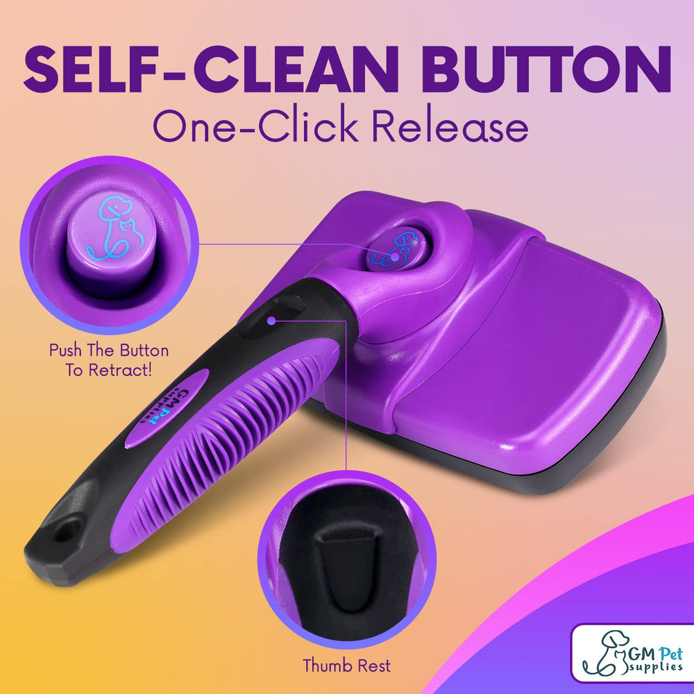 GM Pet Supplies Self Cleaning Slicker Brush | This is The Best Dog and Cat Brush for Shedding and Grooming | Our Pet Brushes Are Suitable for All Hair Lengths