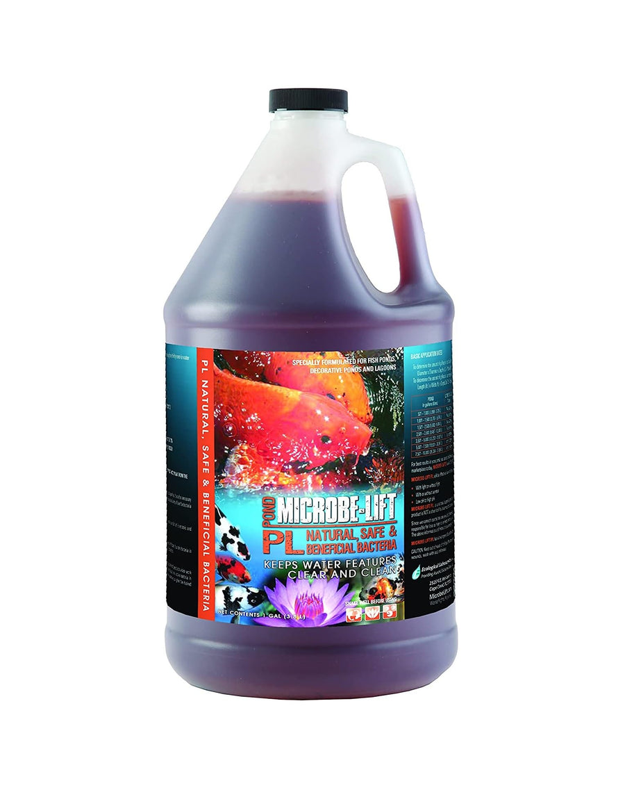 10PLG4 PL Pond Bacteria and Outdoor Water Garden Cleaner, Safe for Live Koi Fish, Plant Life, and Decor, 1 Gallon