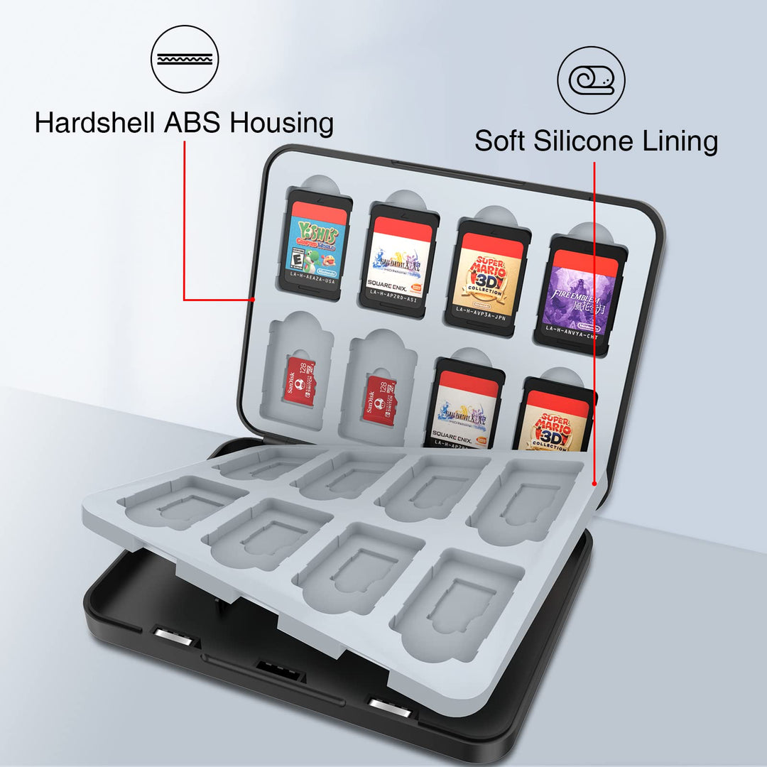 Game Card Case for Nintendo Switch&amp;Switch OLED,Customized Pattern Design Switch Lite Game Card Storage Case with 16 Game Card Slots and 16 Micro SD Card Slots