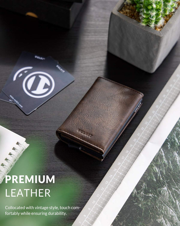 Pop up Wallet RFID Blocking Leather Credit Card Wallet with Banknote Compartment, ID Window &amp; Coin Pocket (Espresso)