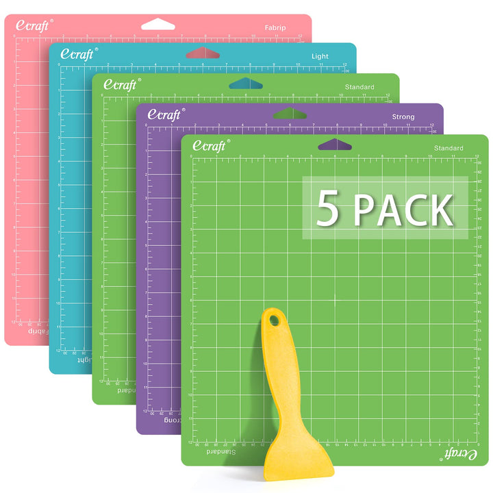 Ecraft Cutting Mat for Cricut:Variety Mats for Cricut Explore Air 2/Air/One/Maker, 12x12 Inch 5 Mats Include(Strong &amp; Standard &amp; Light &amp; Fabric) Multiple Adhesive Sticky mat for cricut