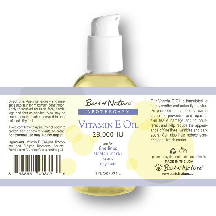 Vitamin E Oil 28,000 IU - Unscented Moisturizer for Hair, Skin, Face &amp; Hands - Damage Repair Formula