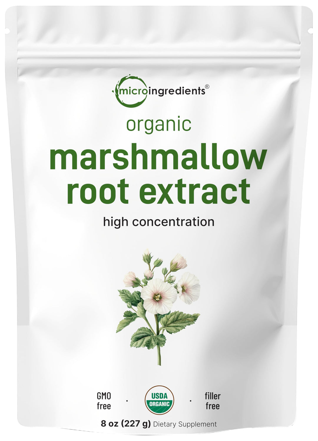 Organic Marshmallow Root Powder, 8 Ounce, Filler Free and Traditionally Used, Supports Digestive Gastrointestinal Health, Non-Irradiated and No GMOs, Vegan Friendly