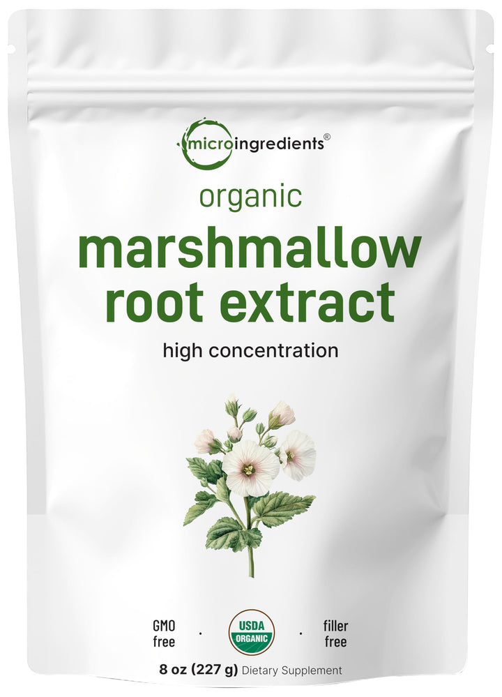 Organic Marshmallow Root Powder, 8 Ounce, Filler Free and Traditionally Used, Supports Digestive Gastrointestinal Health, Non-Irradiated and No GMOs, Vegan Friendly