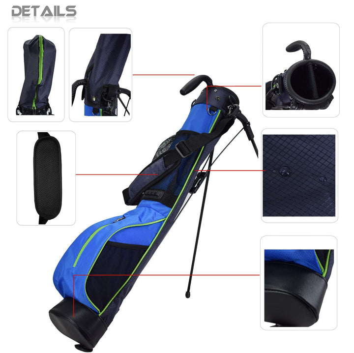 Golf Stand Bag Retractable, Portable Golf Bag with 2 Way Divider and Dual Straps, Waterproof Wear-Resistant Durable Fabric Golf Bag for Women and Men (Blue)
