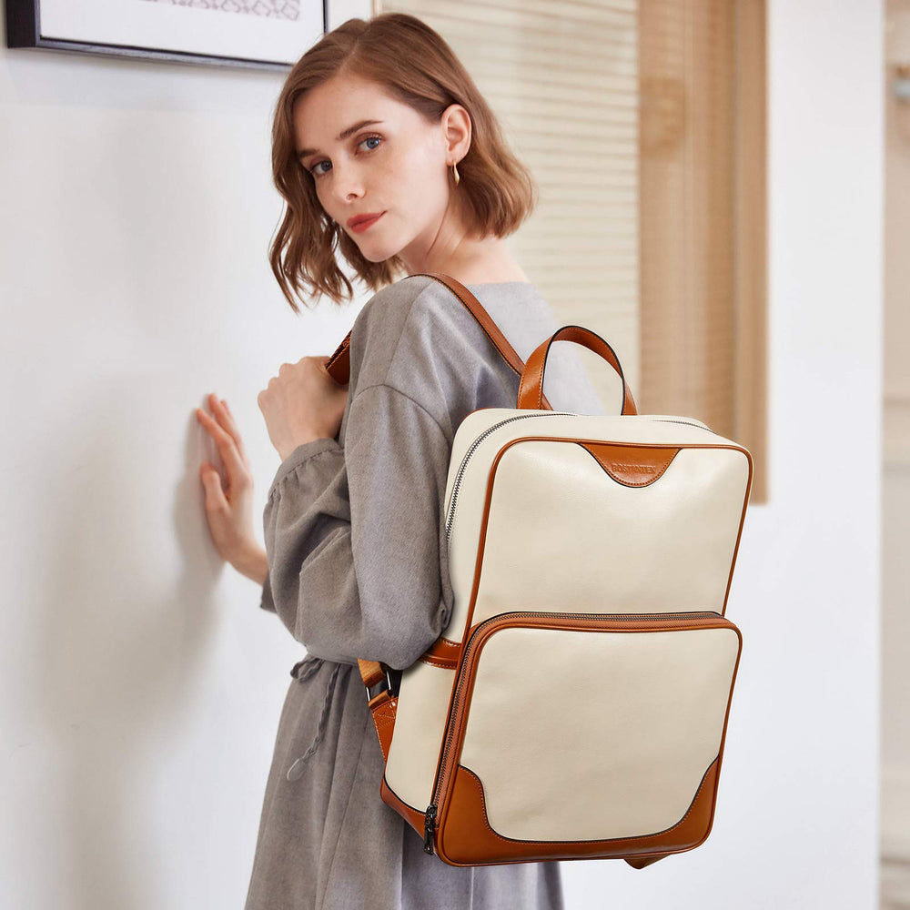 BOSTANTEN Genuine Leather 15.6 inch Laptop Backpack for