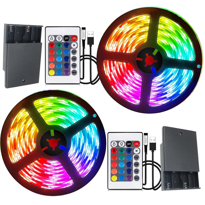 Battery Powered Led Strip Lights, 5050 6M/20FT, Flexible Color Changing RGB LED Light Strip, 180 LEDs 5V Battery-Powered with Controller