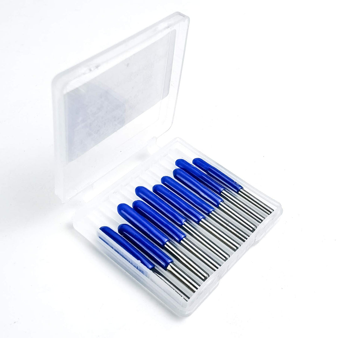 10pcs CNC Router V Bits 20 Degrees 0.1mm Tip, 1/8 Shank 3 Edge Pyramid Engraving End Mill for 3D Milling Cutter PCB Wood PVC Carbon Fiber
