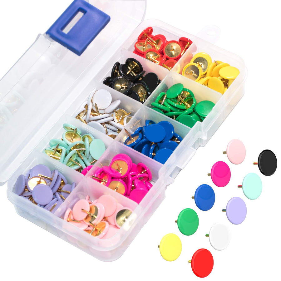 Thumb Tacks for Cork Board 300-Count, 10 Assorted Colors, Decorative Push Pins for Bulletin Board, Corkboard, Poster, Marking Maps, Notice Boards, Pictures