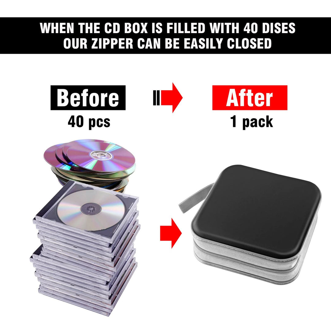 CD Case, DVDs Wallet Holder, CD/DVD Case Wallet 40 Discs Heavy Duty Bag Binder Storage Booklet Album (Black)