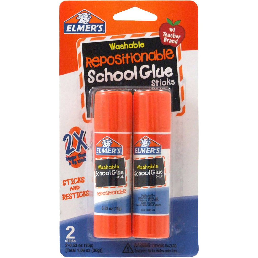 Elmer&#39;s Repositionable Washable School Glue Stick, 0.53 Ounce, 2 Count