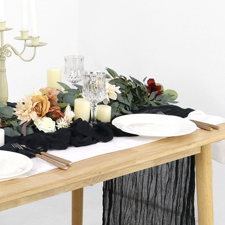 Cheesecloth Table Runner Black 36x120 Inches Gauze Table Runner Cheese Clothes Table Runner Rustic Cheesecloth Table Cloth for Wedding Boho Centerpieces for Tables Black Halloween Party Decoration