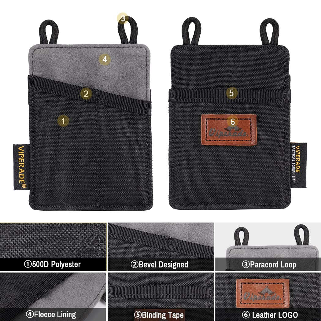 VE8 Tool Pouch, Slim EDC Organizer, Nylon EDC Pouch with 3 Tool Storage Pocket, Men Pocket Organizer for Daily Carry (Small-Black)