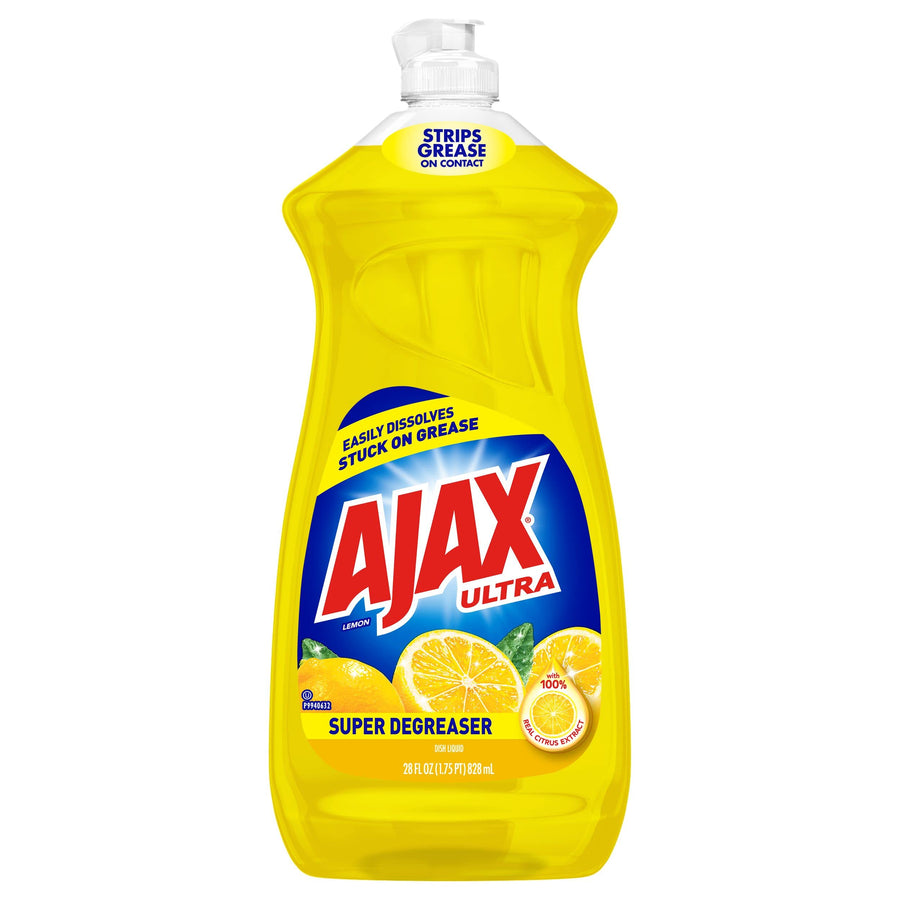 Ajax Dishwashing Liquid, Super Degreaser, Lemon, 28 Oun