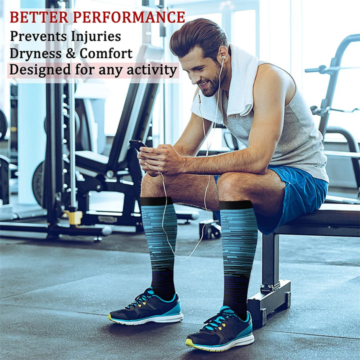 Compression Socks for Women &amp; Men (8 Pairs) 15-20 mmHg Graduated Copper Support Socks are Best for Pregnant, Nurses - Boost Performance, Circulation, Knee High &amp; Wide Calf (L/XL, Multi 29)