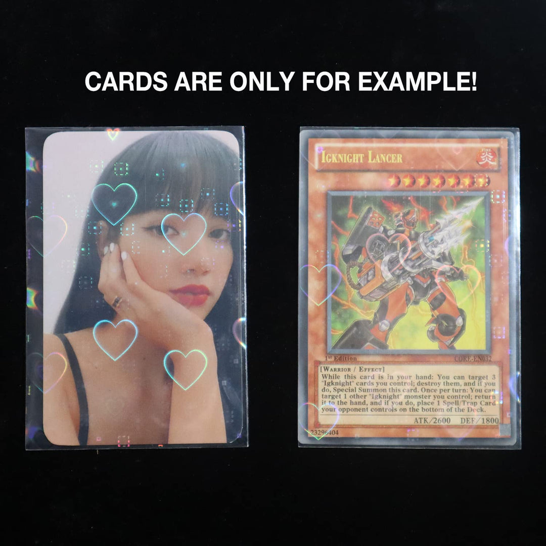 100pcs/Lot Love Heart-Shape Laser Flashing Card Sleeves Trading Cards Film Magic Kpop Card Protector Holographic Foil Protective Cover (61x88mm)