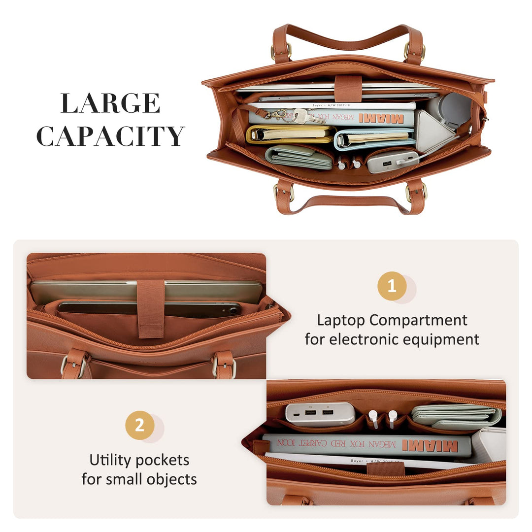 Laptop Bag for Women 15.6 Inch Computer Tote Bag Work Bag Briefcase Handbag Shoulder Bag for Office, Business, Travel
