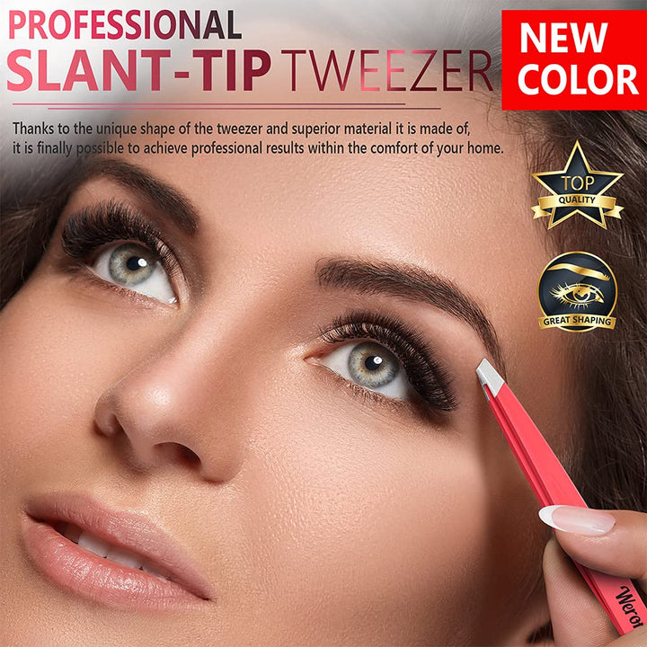 Tweezers for Women - Slant Tweezers - Tweezers Precision - Professional Eyebrow Tweezers - Durable Tweezer for Facial Hair Removal and Brow Shaping