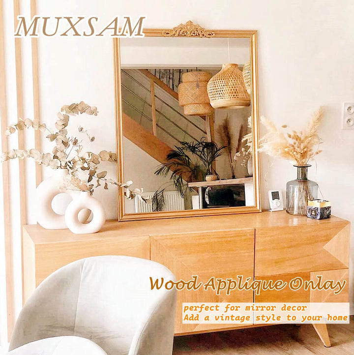 MUXSAM Long Wood Carved Appliques Onlays, 1-Pack Unpain