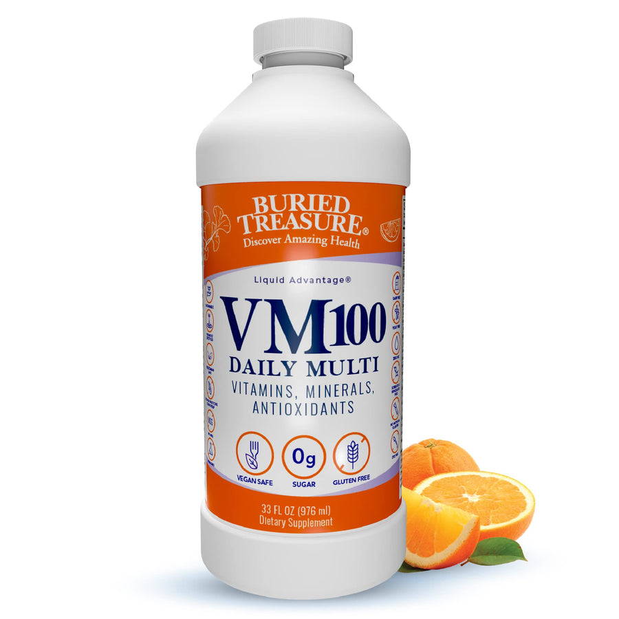 VM100 Complete Daily Liquid Vitamins and Minerals plus Antioxidants Supplement for Maximum Absorption Great Tasting Orange Zest Flavor 32 Servings 32 Ounce
