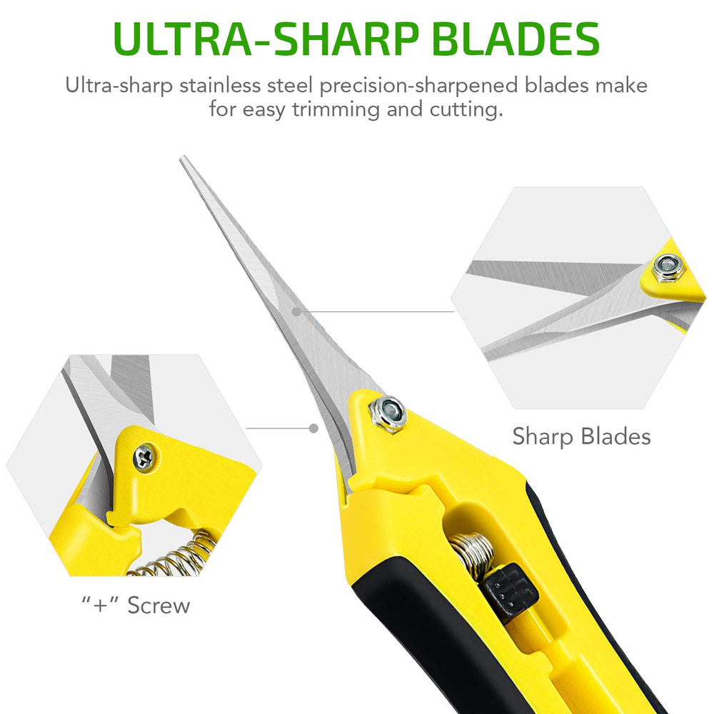 6.5 inch Pruning Shears for Gardening Trimming Scissors, Hand Pruner, Stainless Steel, Yellow
