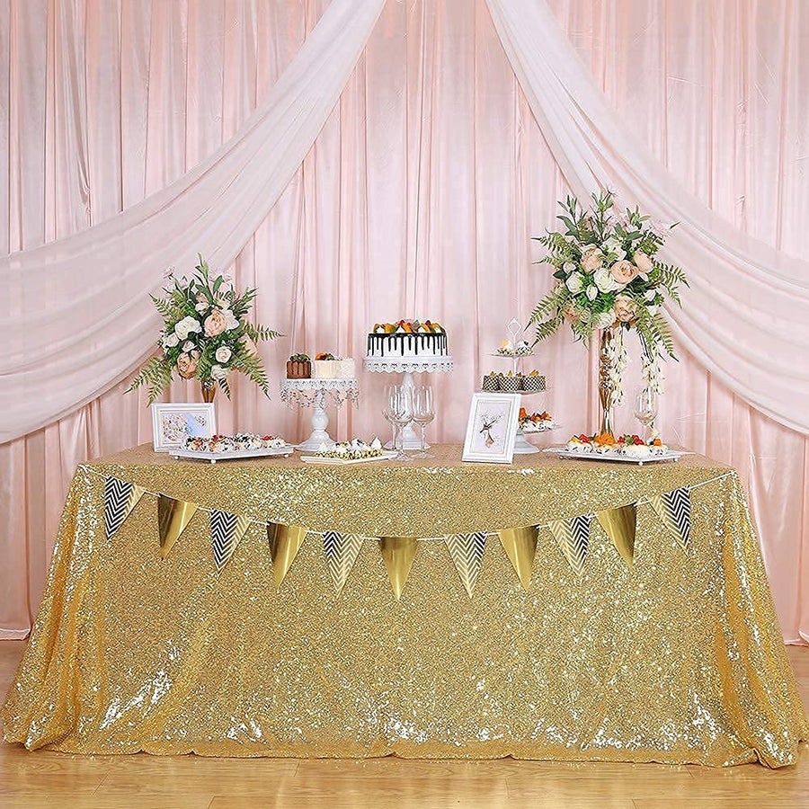 Gold Sequin Tablecloth Rectangle - 55x80inch Glitter Gold Tablecloth Sparkle Sequined Table Cloth for Banquet Christmas Party Wedding Baby Shower Birthday