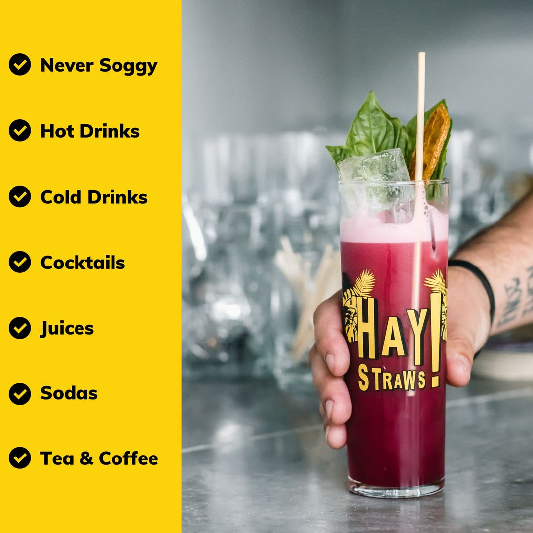 HAY! Natural Drinking Straws, Tall 7.75&#39;&#3