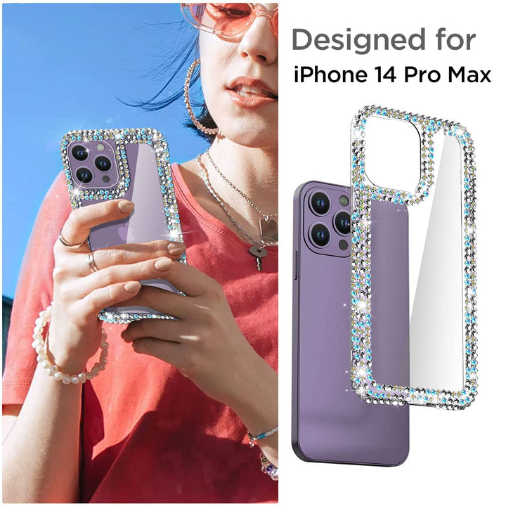 AICase iPhone 14 Pro Max Glitter Case for Women, Rhinestone Bling Diamond Sparkle, Luxury Fashion Protective Girly Phone Case