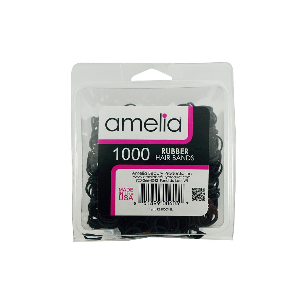 1000 Count Rubber Bands in Re-closable Container for Ponytails and Braids (Black)