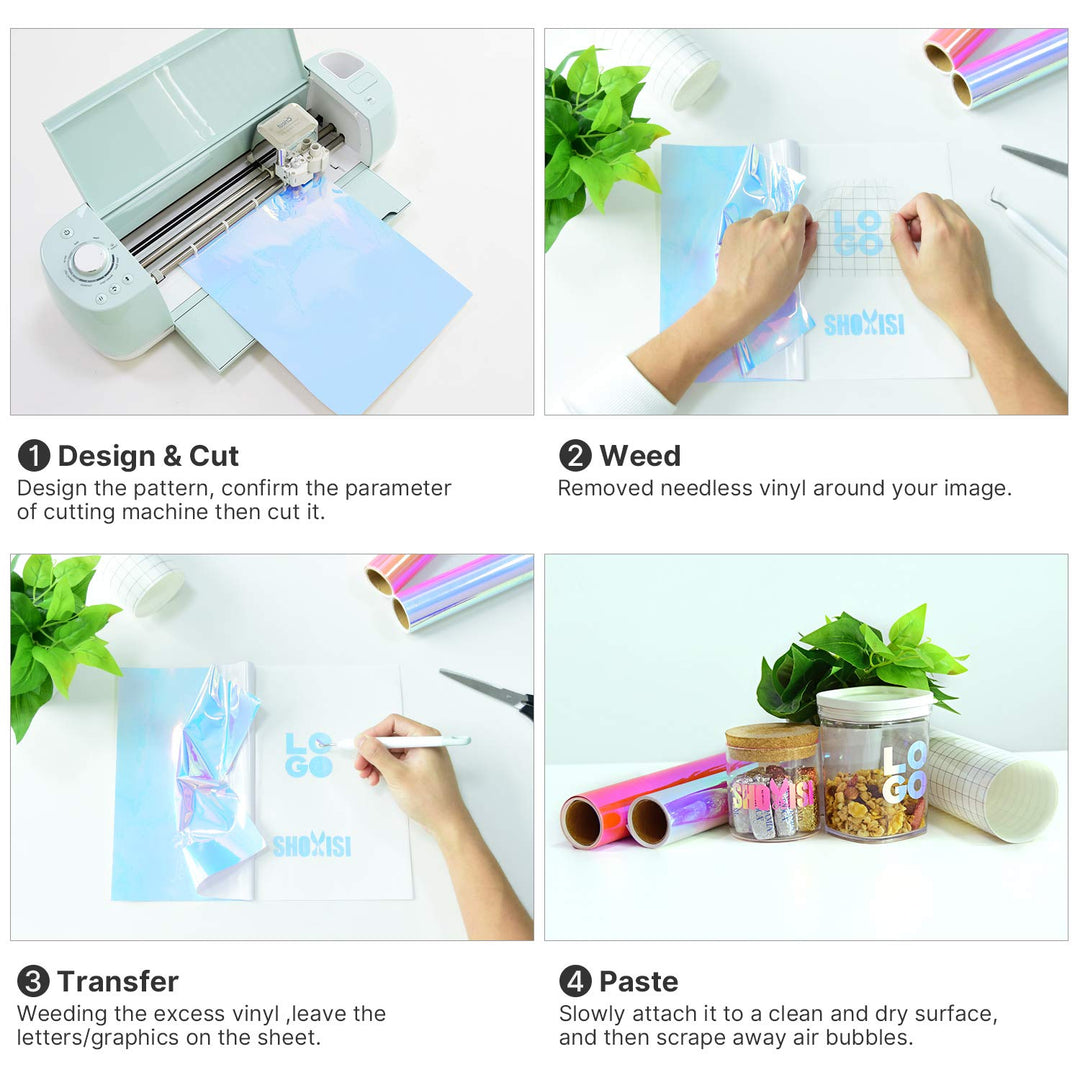 Holographic Opal Vinyl roll 12 x 5ft,Permanent Vinyl, Permanen Adhesive,for All Kinds of Cutting Machines (Opal White)