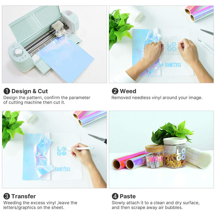 Holographic Opal Vinyl roll 12 x 5ft,Permanent Vinyl, Permanen Adhesive,for All Kinds of Cutting Machines (Opal White)