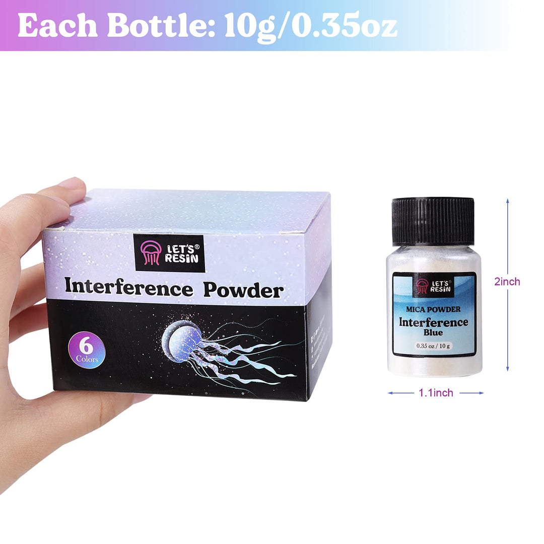 LET&#39;S RESIN Resin Mica Powder, 6 Colors Interference Mica Powder for Epoxy Resin, Spirit Pearl Pigment Powder for Resin, Paint, Slime, Art