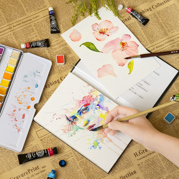 Watercolor Block, High Absorption, Artist Quality Cold-Pressed Watercolor Sketchbook 10.82 x 7.79&#39;&#39;, 100% Cotton 140lb/300gsm 20 Sheets, Art Supplies for Beginners, Artists &amp; Professionals
