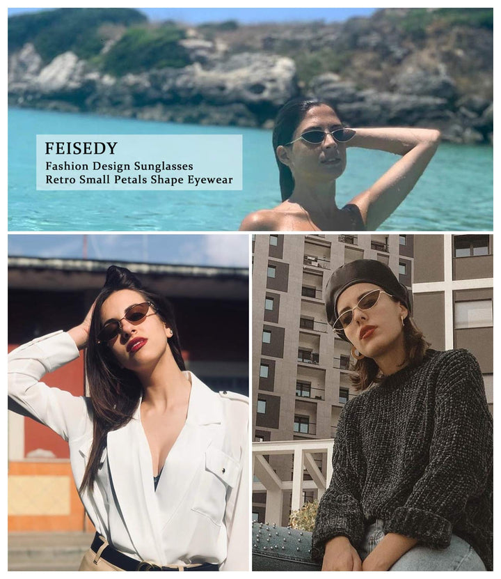 FEISEDY Fashion Designer Sunglasses Retro Small Petals 