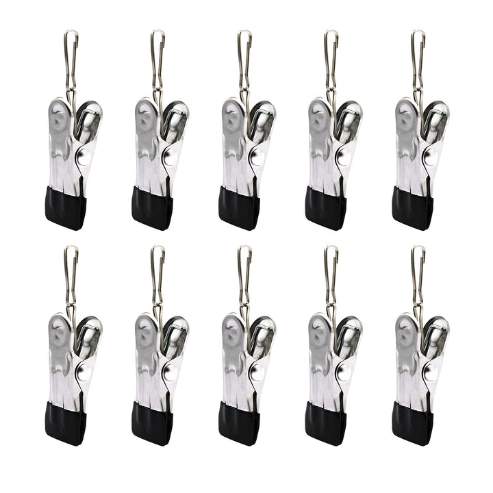 10 Pack Clothes Pins for Laundry Clips, Heavy Duty Multipurpose Stainless Steel Clothespins, Clips Drying Pegs Clamps for Clothesline Outdoor Kitchen Food Bag