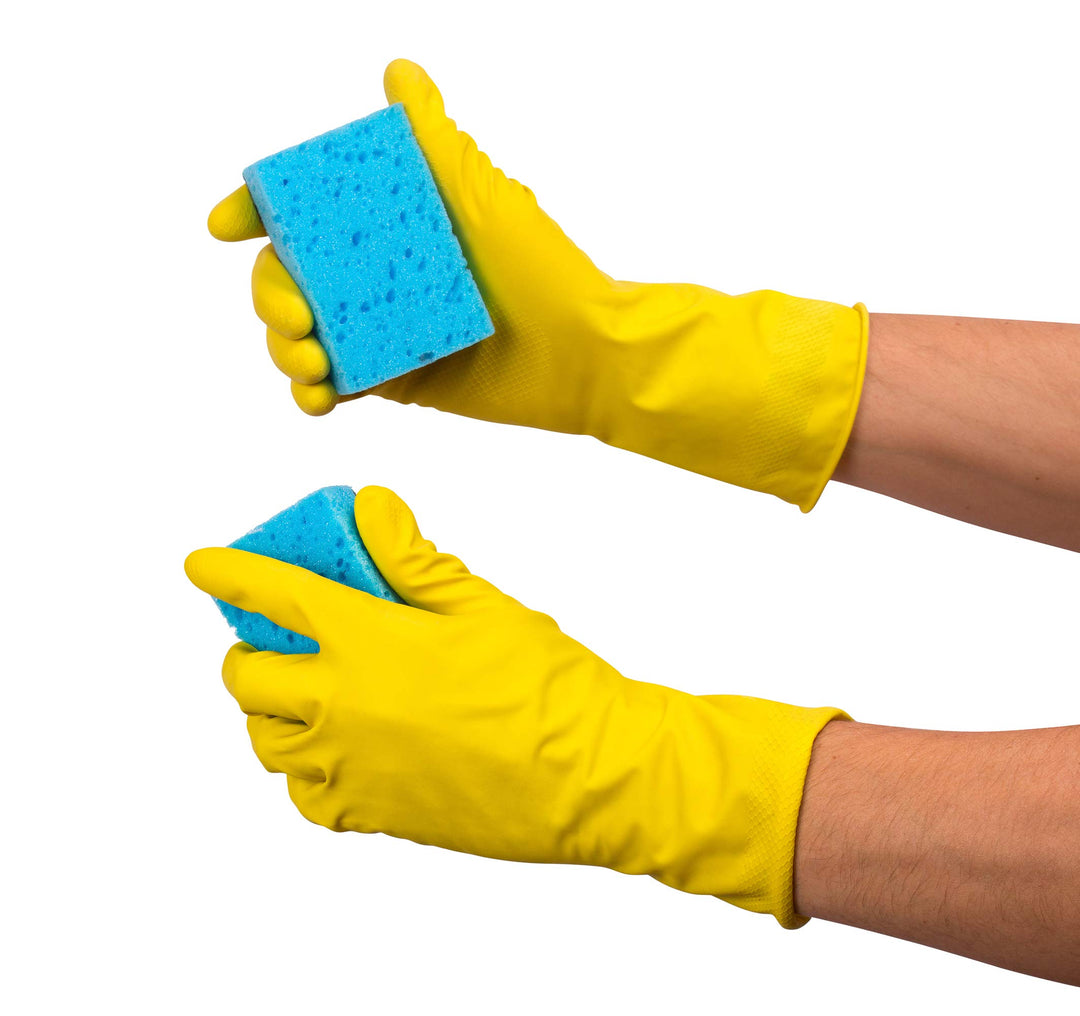 SteadMax 2 Pairs Cleaning Gloves, Reusable Natural Rubber Dish Gloves, Waterproof Latex Non-Slip Dishwashing Gloves for Kitchen and Household (Large, 2 Pack)