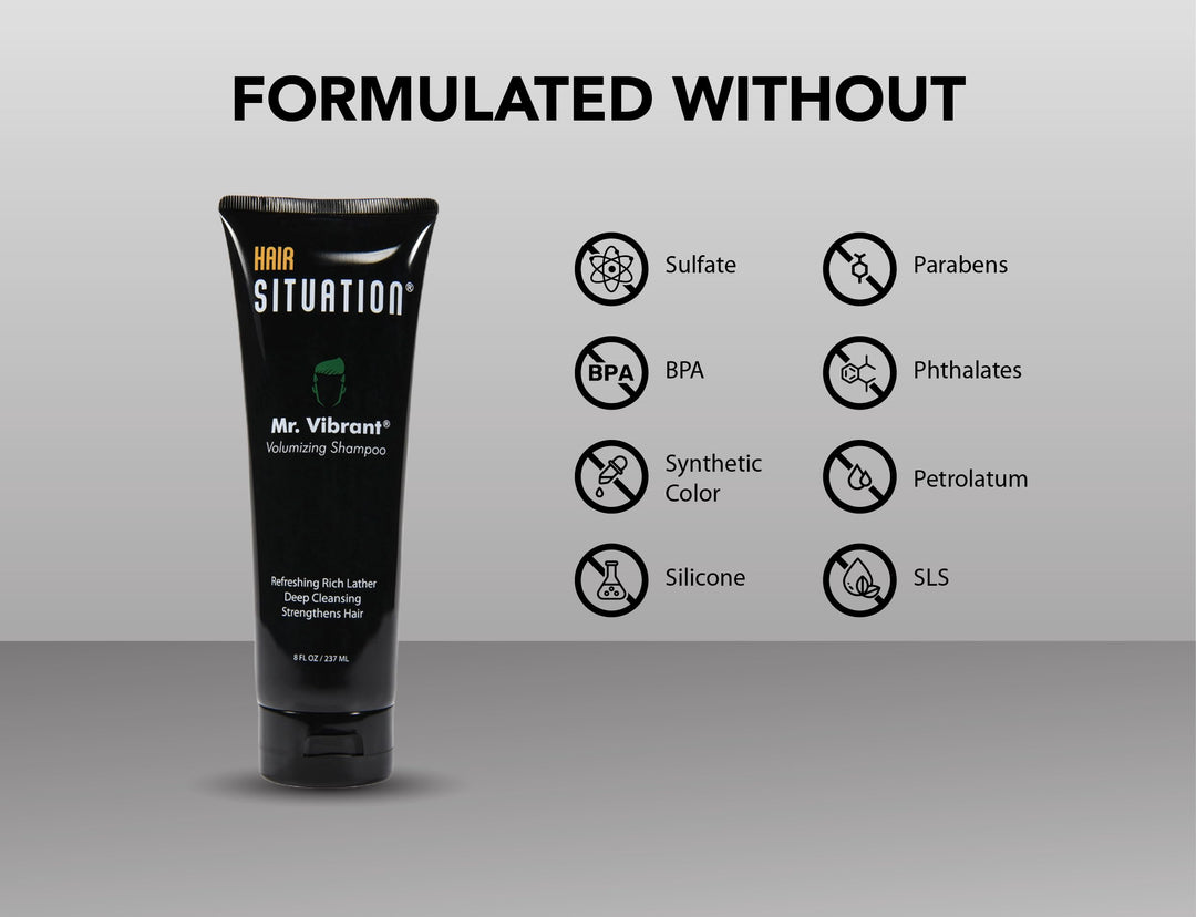 Mr. Vibrant Volumizing Mens Shampoo –Deep Cleansing, Strengthening &amp; Nutrient-Rich Formula: With Biotin, Vitamin A, E, B5 &amp; B6, Tea Tree Oil &amp; More. Free of Sulfates &amp; Parabens