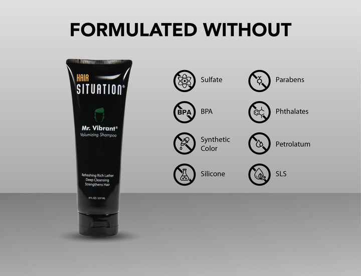 Mr. Vibrant Volumizing Mens Shampoo –Deep Cleansing, Strengthening &amp; Nutrient-Rich Formula: With Biotin, Vitamin A, E, B5 &amp; B6, Tea Tree Oil &amp; More. Free of Sulfates &amp; Parabens
