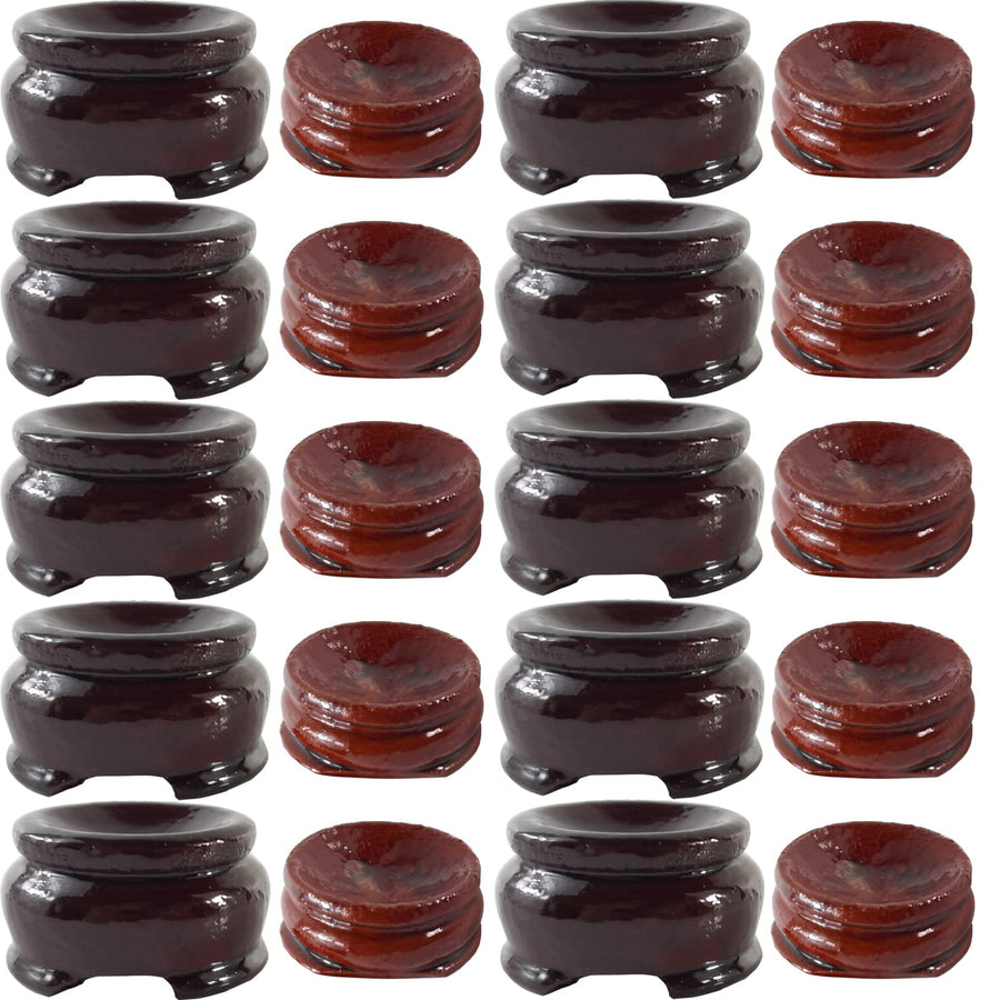 20PCS 2 Sizes Wooden Egg Stands Holders Displays Stand Ball Egg Base for Crystal Ball Sphere Globe Stone Decor Dark Red Color