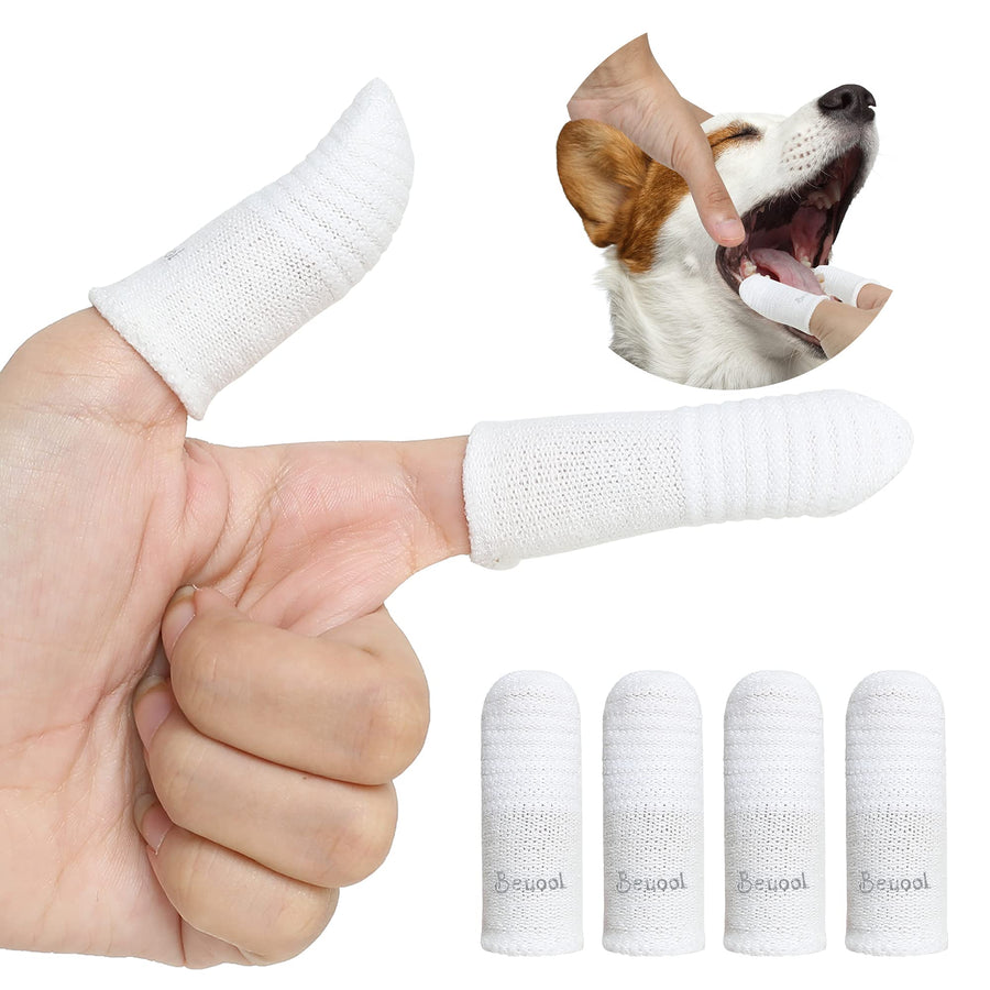Dog Toothbrush Cat Toothbrushes-Fingers Toothbrushes for Dog Cats Teeth Cleaning, Washable&Comfortable&Durable, 1 Set for Two Fingers, Includes 2 Sets White