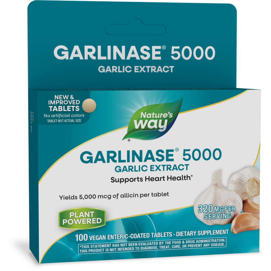 Garlinase 5000, Garlic Extract, Supports Heart Health*, Odor-Free, Vegan, 100 Tablets (Packaging May Vary)