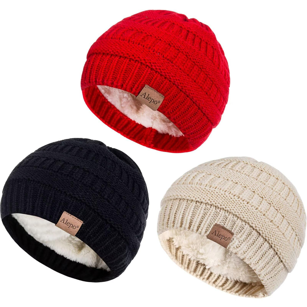 3 Pack Baby Beanie Hats for Girls Boys, Soft Warm Fleece Lined Baby Winter Hat for Newborn Infant Toddler Kids, Cute Cozy Knitted Beanie Cap for Cold Weather-16