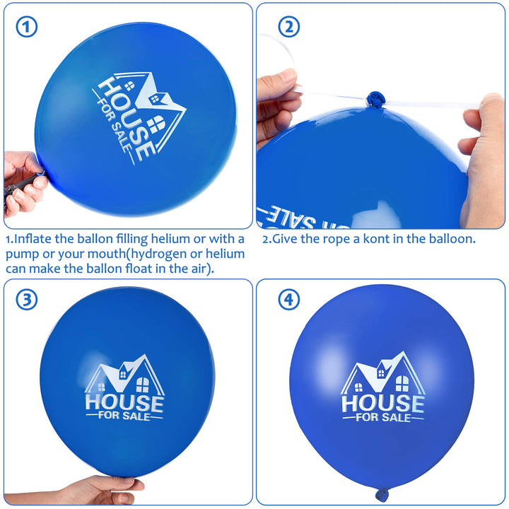60 Pieces House for Sale Balloons Open House Balloons 12 Inches Latex Balloons for Real Estate Realtor Balloons Supplies Signs for Open House Yard Sign Realtor House Signs