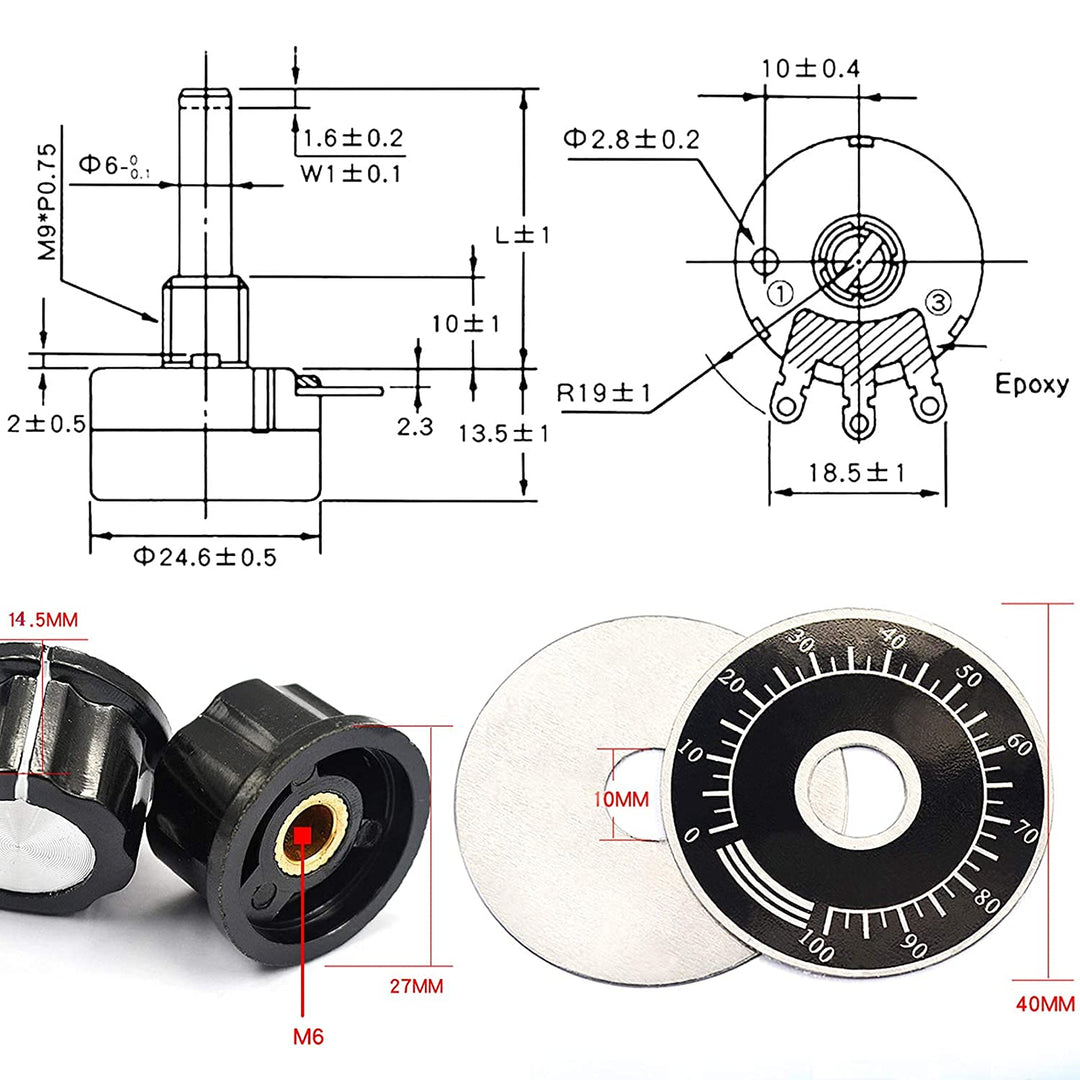 Cermant 2set 50K RV24YN20S Single Turn Carbon Film Rota