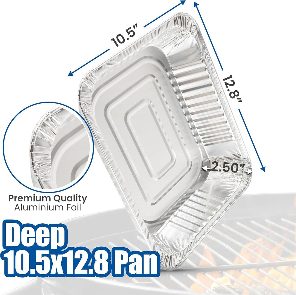 Aluminum Pans Disposable Half Size (10 Pack) 9x13 - Heavy Duty Aluminum Foil, 9x13 Baking Pan, Eco-Friendly & Safe, Lightweight, Durable, Recyclable, Great for BBQ & Crawfish Trays