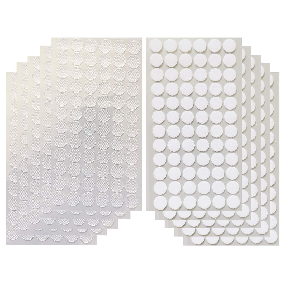 700pcs (350pairs) 1.5cm Diameter Transparent Sticky Back Thin Clear Dots with Adhesive Hook &amp; Loop Coins Tapes