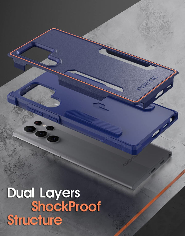 Neon Series Case Compatible with Galaxy S22 Ultra 5G 6.8 inch, Dual Layer Heavy Duty Tough Rugged Lightweight Slim Shockproof Protective Cover Case, Navy Blue