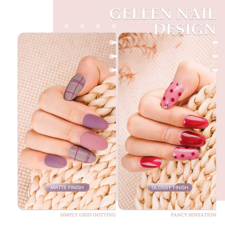 Gel Nail Polish Set - Red Purple Pink Gel Polish Set 6 Colors - Burgundy Red UV Gel Nail Home Manicure Salon Nail Art